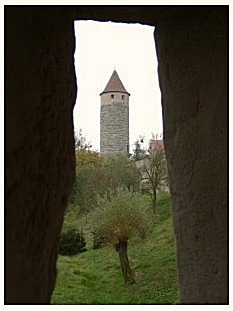 Blick auf den Eulenturm in Iphofen